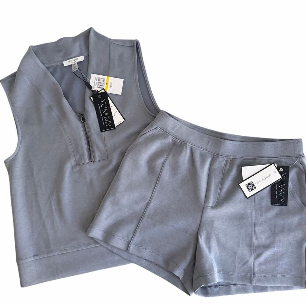 Cable & Gauge 2 PC Shorts Set NWT Periwinkle Blue sz Medium Sleeveless